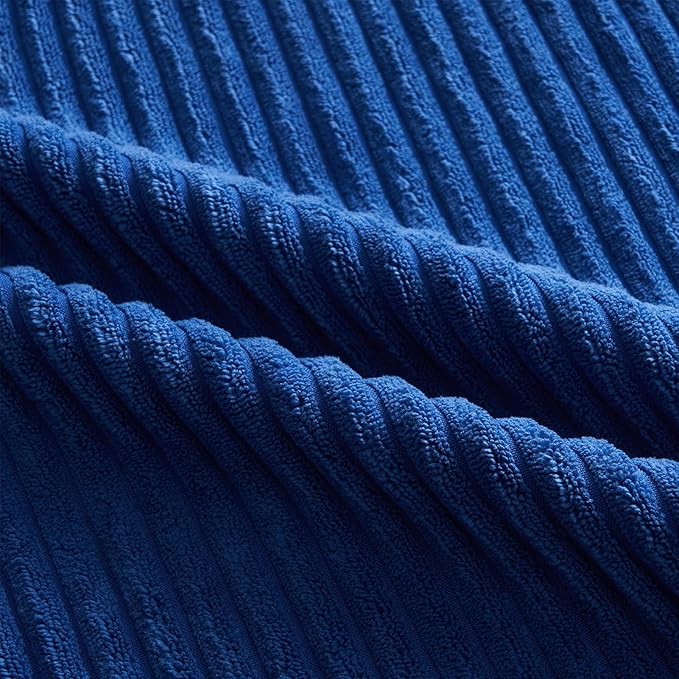 Topfinel Decorative Throw Pillow Covers Aque Teal Blue Series,Summer Corduroy Striped Toss Pillows for Couch,Patio,Balcony,Children Bedroom,Modern Fluffy Blue Gradient Shams 20x20 Inch Set of 4