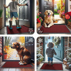 Smiry Front Door Mat Outside Entrance, Heavy Duty Natural Rubber Doormat, Non Slip, Trap Dirt and Moisture, Easy Clean, Low Profile Welcome Floor Mats for Indoor Outdoor Entry, 47x32 Inch, Red