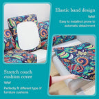 14 Pcs Stretch Patio Cushion Covers,Outdoor Couch Covers Replacement,Outdoor Couch & Sofa Slipcovers,for Patio Furniture Cushion Covers,Washable Reusable Furniture Protector (Rococo ,Cover Only)