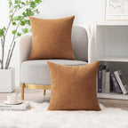 MIULEE Soft Chenille Euro Throw Pillow Covers Brown 24x24 Inch Pack of 2