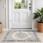 Washable Hallway Runner Rug 2x3 - Runner Rug Kitchen Rugs and Mats Non Skid Washable Waterproof Carpet Runner for Living Room Bedroom Bathroom (Blue, 2X3)