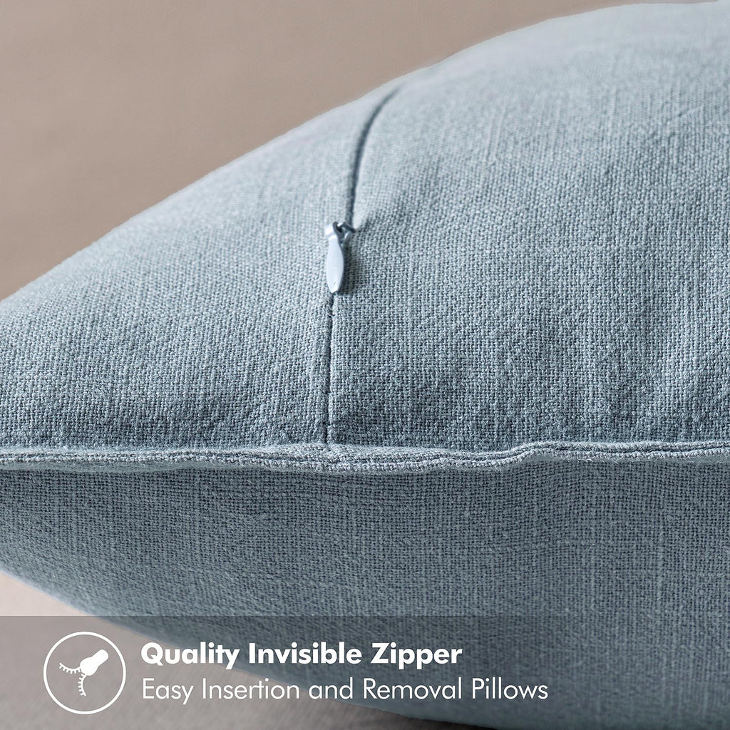 MIULEE Decorative Linen Euro Sham Pillow Covers 22x22 Inch Blue Grey