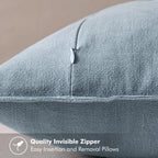 MIULEE Decorative Linen Euro Sham Pillow Covers 22x22 Inch Blue Grey