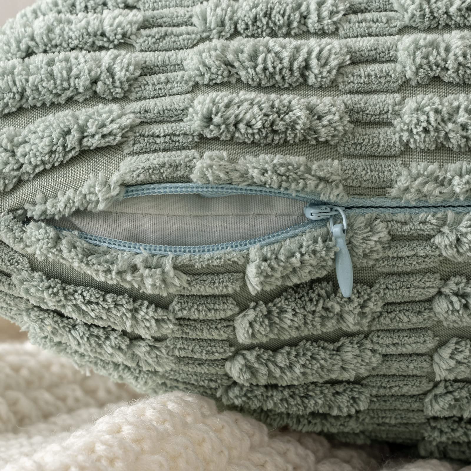 MIULEE Corduroy Decorative Throw Pillow Covers 12x12 Grey Green Pack of 2