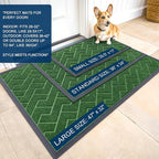 OLANLY Front Door Mat Indoor Outdoor Entrance, Waterproof All-Season, All-Weather Doormat, Sturdy Natural Rubber, Low Profile, Easy Clean Patio Porch Entryway Mat, Herringbone Brick (Green, 47x32)