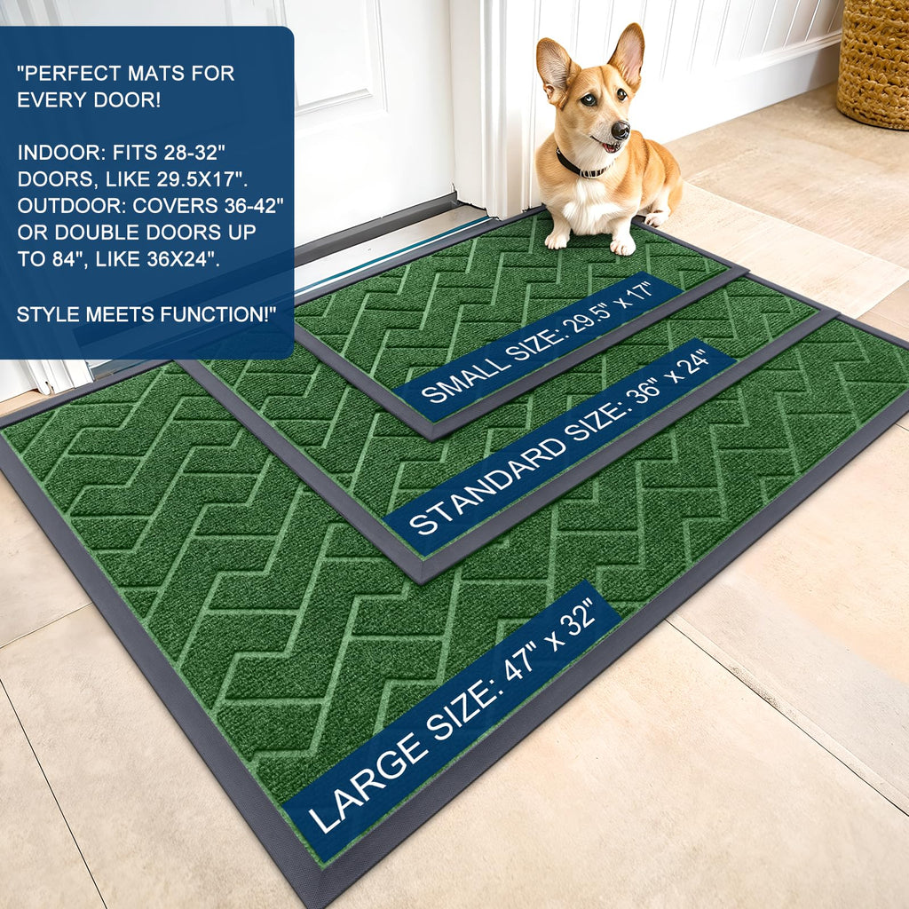 OLANLY Front Door Mat Outside 71x23, All-Season Absorbent Rubber Doormat