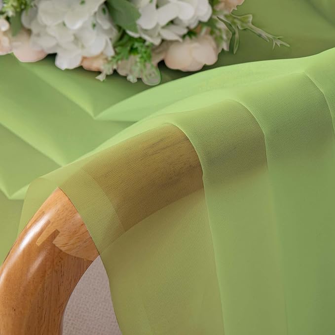 Chyhomenyc Lime Sheer Curtains 45 Inch Long 2 Panels, Light Filtering Short Soft Airy Short Cafe Curtains, Modern Rod Pocket for Dinning Living Room Bedroom, 42Wx45L Inches