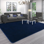AROGAN Modern Shag Area Rug for Bedroom, 4x6 Feet Washable Rugs for Living Room, Indoor Floor Carpet, Plush Memory Foam Bedside Rugs for Kids Girls Teens Room Low Pile, Navy Blue