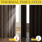 NICETOWN Coffee Vintage Linen 100% Blackout Curtains for Living Room, Thermal Insulated Curtains 95" Long, Noise Reducing Window Treatment Drapes for Bedroom, 52" Wide Per Panel, Set of 2
