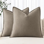 MIULEE Decorative Linen Pillow Covers 20x20 Inch Tan TaupeBoho Farmhouse Neutral Winter Couch Throw Pillows for Bed Pack of 2 Accent Modern Pillowcase Sofa Livingroom Home Decor