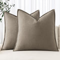 MIULEE Decorative Linen Pillow Covers 18x18 Inch Tan Taupe