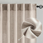 MIULEE Natural Linen Curtains 108 Inches Long 2 Panels for Bedroom Living Room, Soft Linen Textured Window Drapes Semi Sheer Light Filtering Back Tab Rod Pocket Farmhouse Modern Burlap Look Decor