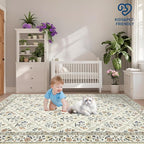 GarveeHome Washable Kitchen Runner 2x6 Non-Slip Floral Carpet Runner for Entryway Indoor Ultra Soft Stain Resistant Long Rugs Farmhouse Floor Mat for Hallways Laundry Bedroom Beige