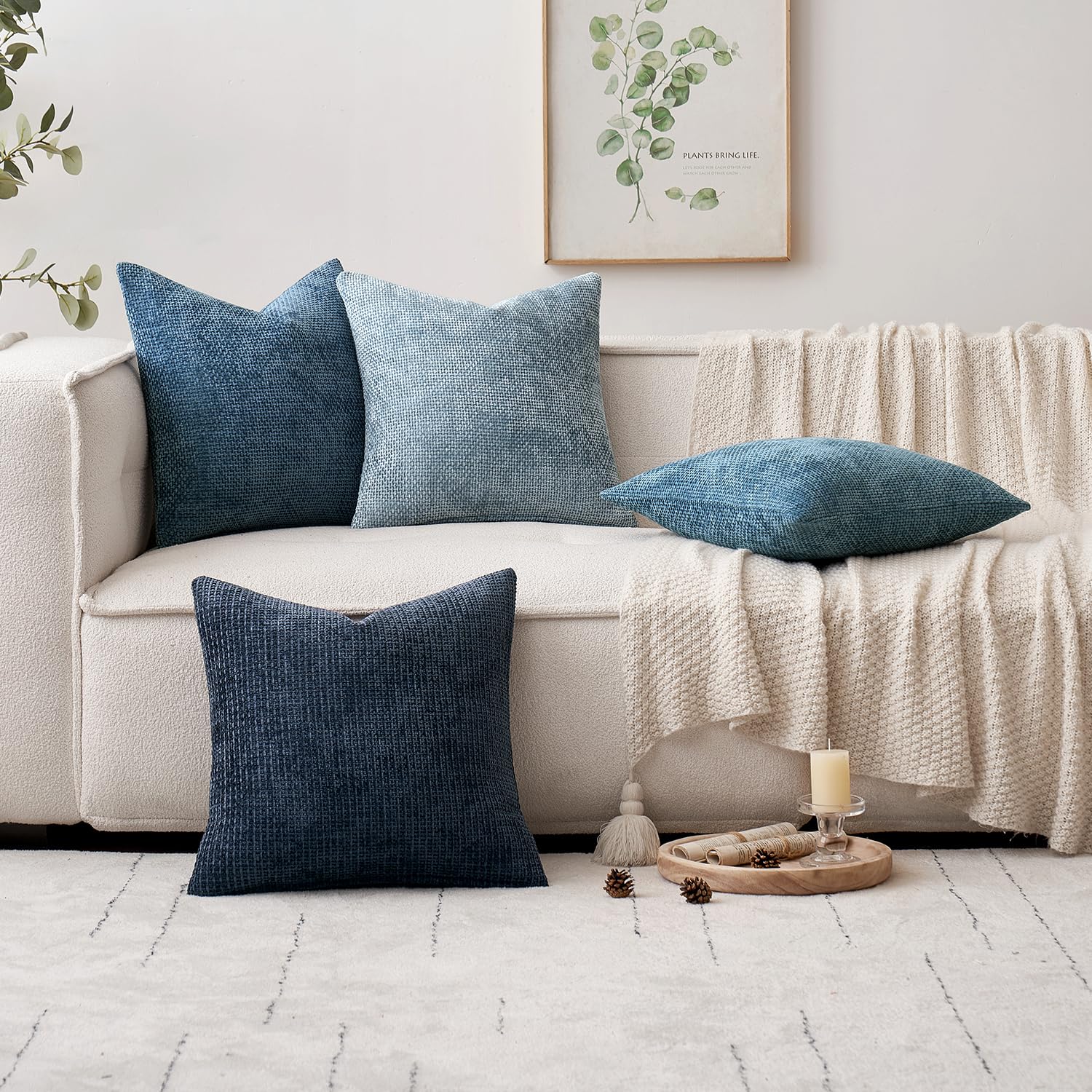 MIULEE Decorative Couch Throw Pillow Covers 22x22 Inch Coastal Blue 2 Pack