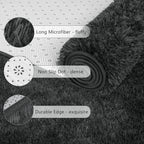 Chicrug Soft Runner Rug for Bedroom Living Room Plush Fluffy Rug 2x3 Feet, Shag Furry Runner Rugs Carpet Non Shedding for Nursery Children Kids Girls Room Home Decorative, Dark Grey