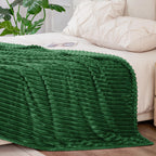 BEDELITE Ribbed Jacquard Dark Green Blankets Queen Size for Bed, 90x90 Inch