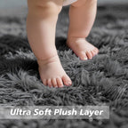 Shag Area Rug for Bedroom 5x8,Deep Grey Fluffy Area Rugs for Living Room,Soft Fuzzy Rug Non-Shedding Indoor Plush Carpet for Kids Bedroom Nursery Dorm Home Decor