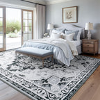Rugflix 6x9 Area Rugs for Living Room, Washable Light Grey Large Rug