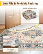 RELEANY Washable Area Rug, Small 2'x3', Beige/Blue/Orange