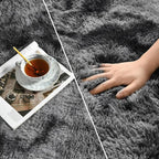 Deerhoo Large Shag Area Rugs 5 x 8, Tie-Dyed Plush Fuzzy Rugs for Living Room, Ultra Soft Fluffy Furry Rug for Bedroom, Indoor Carpet Nursery Rugs for Kids Room Home Decor, Dark Grey