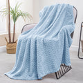 Exclusivo Mezcla Fleece Throw Blanket for Couch Sofa, 50”x70”, Light Blue