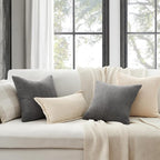 Topfinel Decorative Grey Throw Pillow Covers Cushion Cases, Set of 4 Soft Velvet Modern Double-Sided Designs, Mix and Match for Home Decor, Pillow Inserts Not Included (18x18 inch)