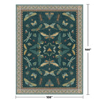 Hazo Haus 9x12 Large Living Room Rug - Dark Teal Multi Dining Room Rugs for Under Table, Bedroom, Kids Room, Classroom, Insect Butterfly Floral Décor, Lightweight Non Slip Low Pile