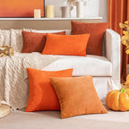 MIULEE Pack of 2 Orange Throw Pillow Covers 20x20 Inch Soft Chenille Pillow Covers for Sofa Living Room Couch Solid Dyed Cases