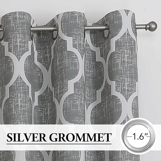 Beauoop Moroccan 100% Blackout Sliding Door Curtains Grey 100x96 1 Set