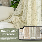 Lazzzy Green Vintage Floral Linen Curtains Farmhouse 50W X 90L 2 Panels