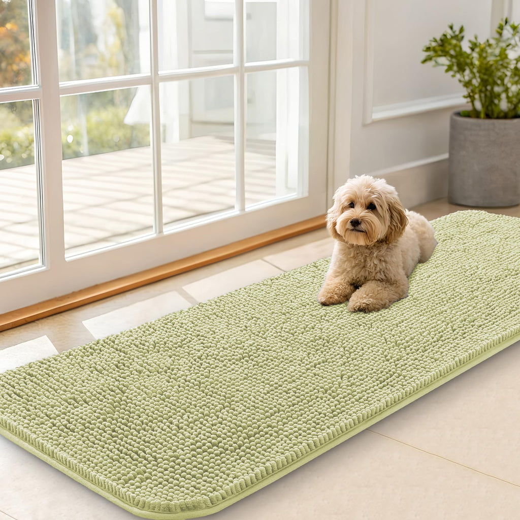 OLANLY Dog Door Mat for Muddy Paws 59x20, Super Absorbent Chenille Mud Mat