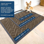 OLANLY Front Door Mat Indoor Outdoor Entrance, Waterproof All-Season, All-Weather Doormat, Sturdy Natural Rubber, Low Profile, Easy Clean Patio Porch Entryway Mat, Herringbone Brick (Brown, 71x23)