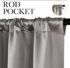 NICETOWN Room Darkening Cafe Satin Curtains for Small Windows, 42" Wide by 36" Long, 2 Panels, Chrome Gray, Rod Pocket Privacy Blackout Drapes for Laundry Room