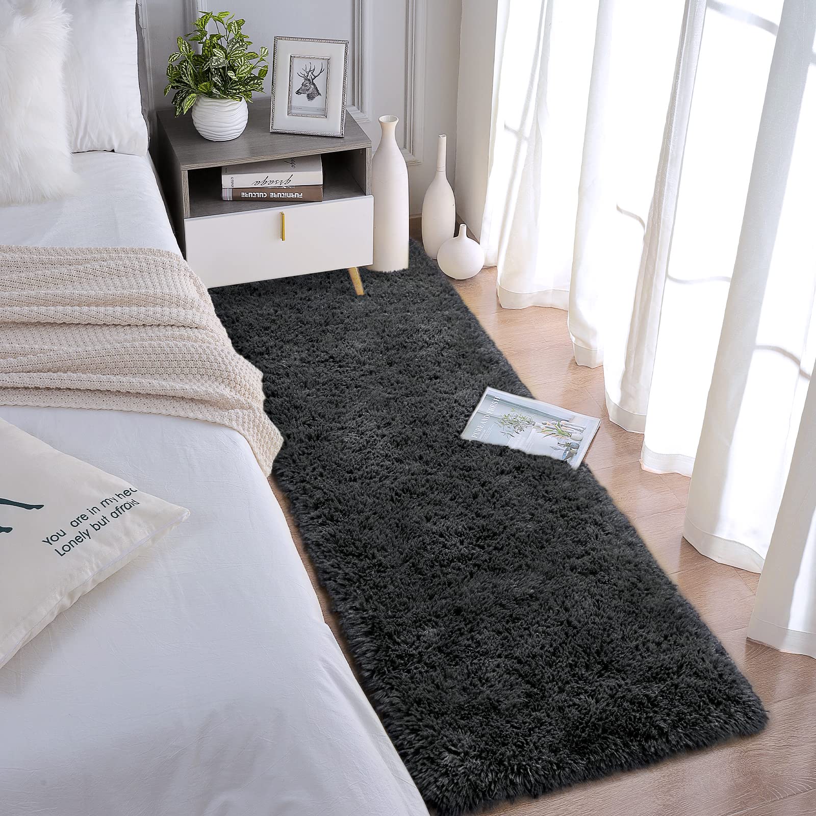Chicrug Soft Runner Rugs for Bedroom Living Room Plush Fluffy Rug 2x6