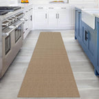 KOZYFLY Runners for Hallways 2.6x8 ft Washable Kitchen Runner Non Slip Rubber Backed Hall Runners Cotton Entryway Runner Rugs Floor Carpet for Indoor Backdoor Bedroom Kitchen, Tan/Orange/Brown