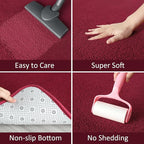 AROGAN Modern Shag Area Rug, 6x9 Feet Washable Bedroom Carpet, Plush Memory Foam Kids Girls Teens Room Low Pile Rug Decor, Wine Red