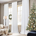 Sliding Glass Door Curtains 98 Inches Long 100% Blackout White Curtains for Bedroom Nursery Living Room Darkening Insulated Thermal Curtains for Summer Heat Lightweight Luxury Drape Playroom Classroom