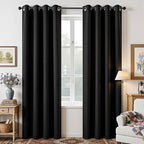 Joydeco Blackout Curtains 95 Inch Length 2 Panels Set, Thermal Insulated Long Curtains& Drapes 2 Burg, Room Darkening Grommet Drapes for Living Room Bedroom Window (W52 x L95 Inch, Black)