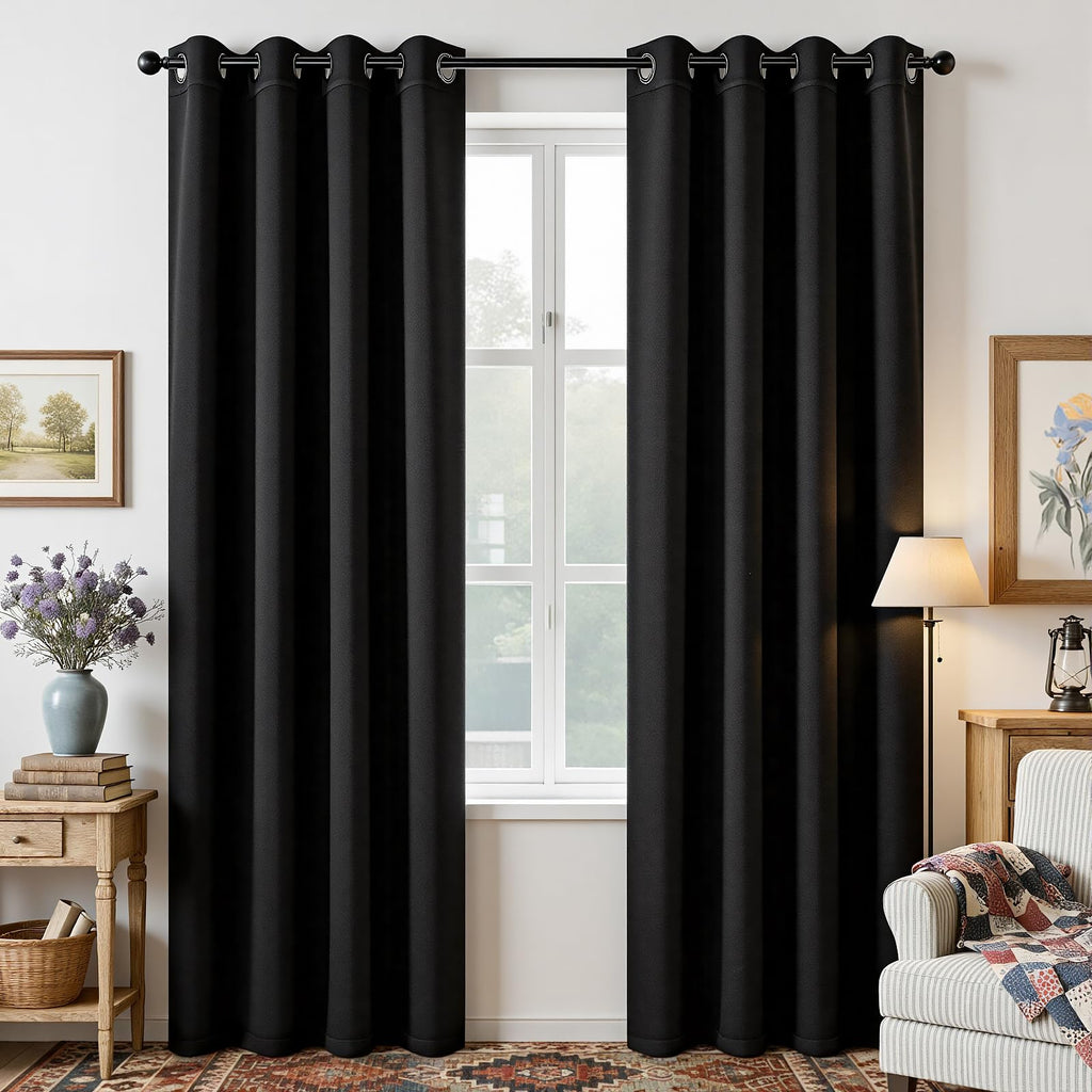 Joydeco Blackout Curtains 84 Inch Length 2 Panels Set, Thermal Insulated Long Drapes 2 Burg, Room Darkening Grommet Drapes for Living Room Bedroom Window