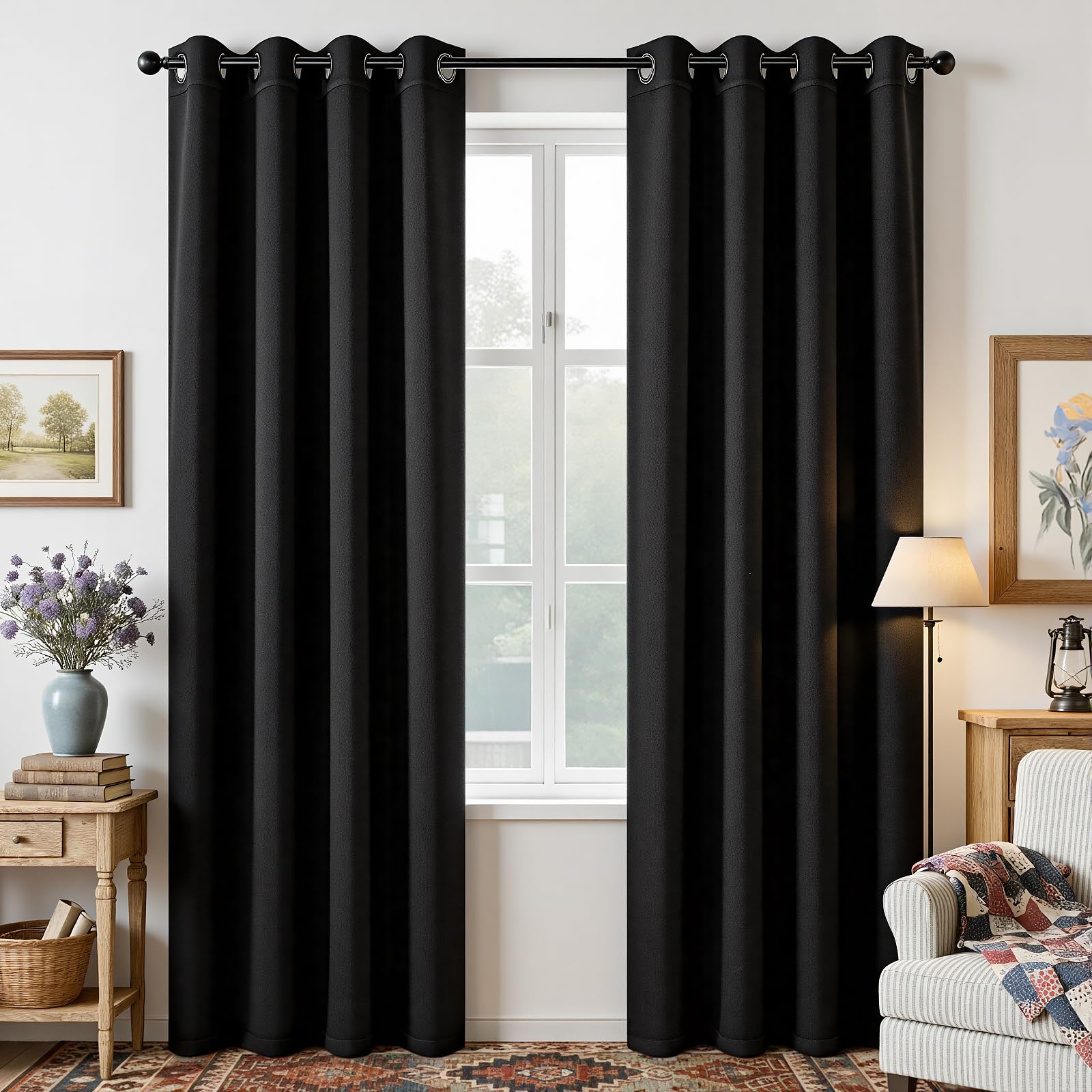Joydeco Blackout Curtains 84 Inch Length 2 Panels Set, Thermal Insulated Long Drapes 2 Burg, Room Darkening Grommet Drapes for Living Room Bedroom Window