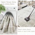 7x9 Area Rugs for Living Room,Thin Washable Rug, Non-Slip Foldable Area Rug for Bedroom, Dining Room, Home Office, Cream