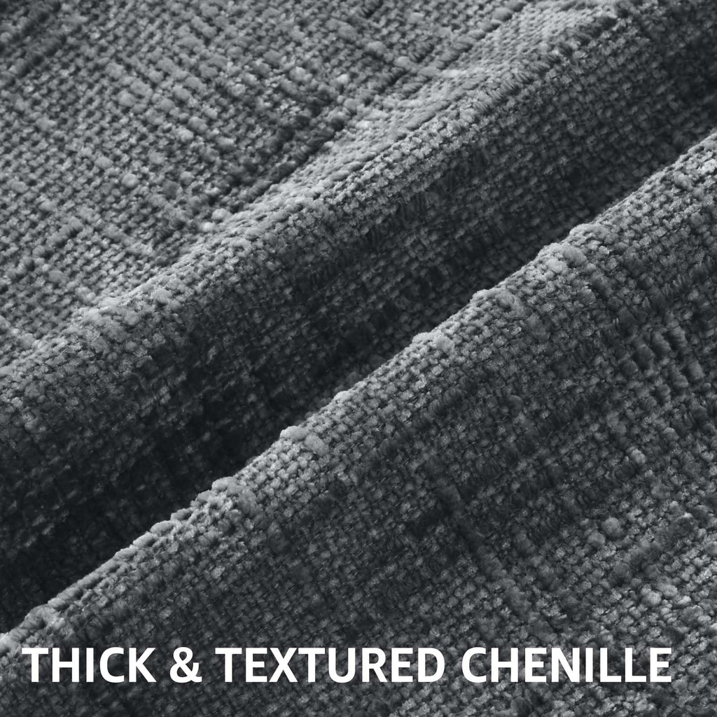 decorUhome Textured Chenille Throw Pillow Covers 22x22 Set of 2 Dark Grey