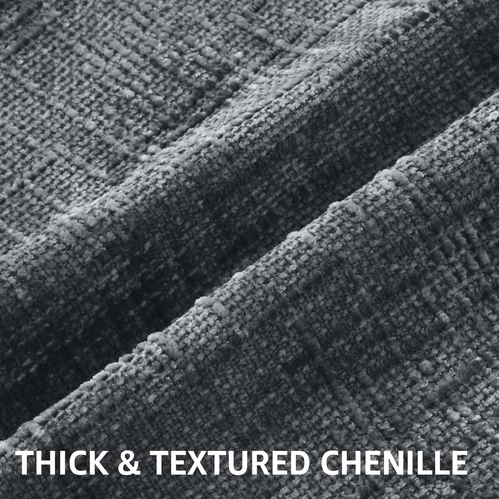 decorUhome Textured Chenille Throw Pillow Covers 22x22 Set of 2 Dark Grey