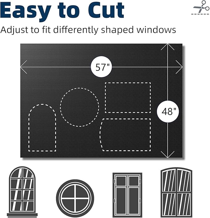 NIGHTON Portable Blackout Curtains 48"×60", Strong Hook and Loop Tape Strips with Adhesive, Cuttable Blackout Window Cover, 100% Black Out Material Blinds for Baby Nursery or Travel - Black Ⅰ