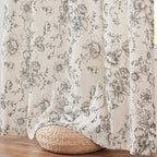 jinchan Lined Linen Blend Curtain Floral Curtains for Living Room 90 Inches Long Black Peony Flower Printed Curtain Back Tab Farmhouse Patterned Drapes Bedroom Window Curtains Set 2 Panels