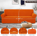 U-NICE HOME 4 Seater Stretch Couch Cover Sofa Cover Washable Sofa Slipcover Furniture Protector for 3 Cushion Couch Sofa Pet Friendly, Orange
