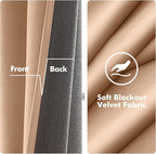 MIULEE Velvet Curtains Blush Beige Elegant Grommet Thermal Insulated Soundproof Room Darkening Curtains/Drapes for Classical Living Room Bedroom Decor 52 x 96 Inch Set of 2