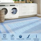 GarveeHome Small Bedroom Area Rug 3x5 Bordered Area Rug for Living Room Nursery Non Slip Kitchen Throw Carpet Low Pile Modern Rugs Washable Bathroom Mat Soft Rugs for Laundry, Light Blue