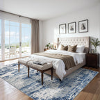 PLHXFR Area Rug Living Room: 4x6 Abstract Washable Carpet Blue Gray
