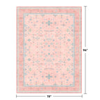 Washable Pink and Blue 6x8 Boho Rugs for Bedroom Girls, Living Room Kids Playroom Nursery Room, Modern Floral Distressed Design, Soft Low Pile Non Slip Stain Resistance Carpet